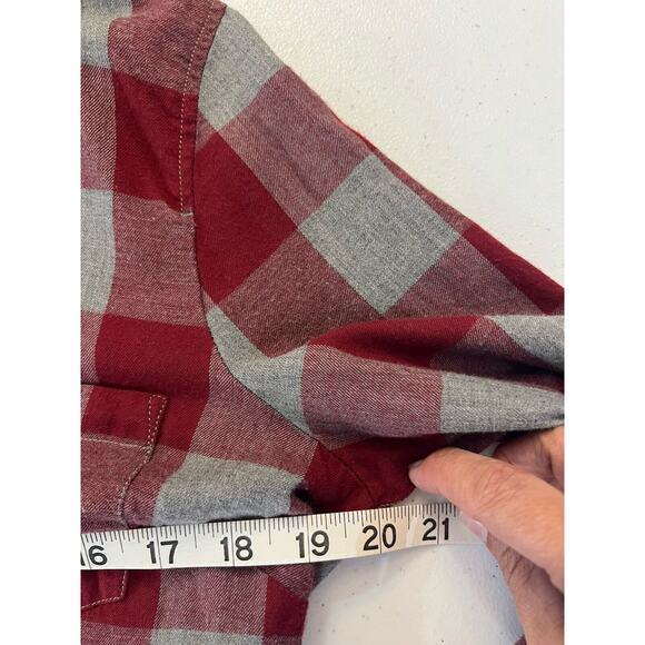 J Crew Shirt Flannel Womens Medium The Perfect Shirt Plaid Button Front Red Gray - Picture 9 of 10